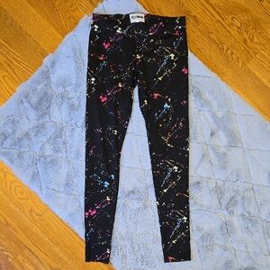 Tipsy Elves Black Pain Splatter Leggings, Women's Size Small, Great Condition